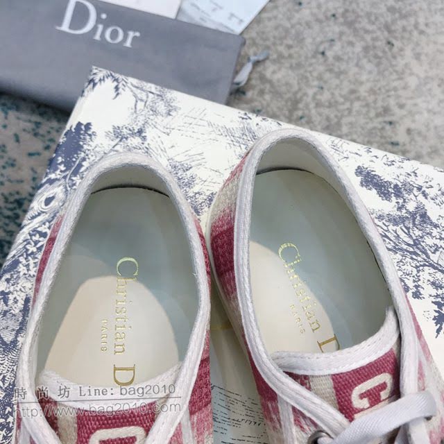 DIOR女鞋 迪奧2021專櫃新款立體刺繡墊腳板鞋 Dior彩虹系列刺繡系帶休閒鞋  naq1544